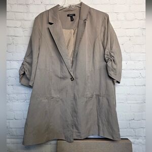 Torrid  Beige Linen Blend Blazer Jacket